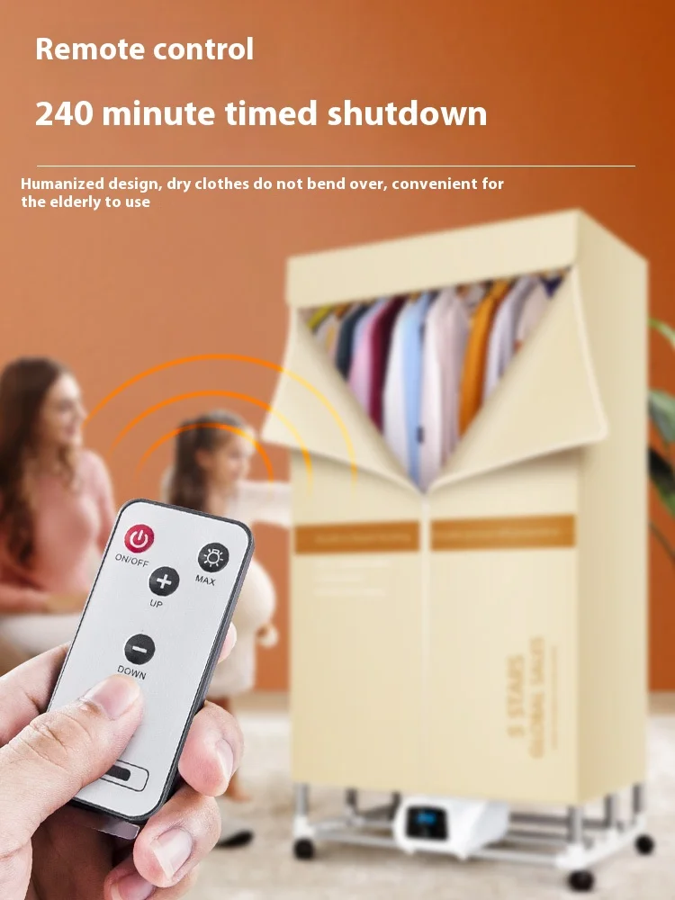 Asciugatrice pieghevole automatica per la casa con giacca a vento calda silenziosa da 2000 W con telecomando
