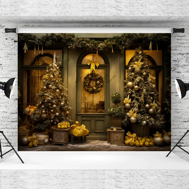 Beenle Christmas Photography Background Xmas Tree Sparkling Stars Fireplace Gifts Family Portrait Decor Backdrop Photo Studio