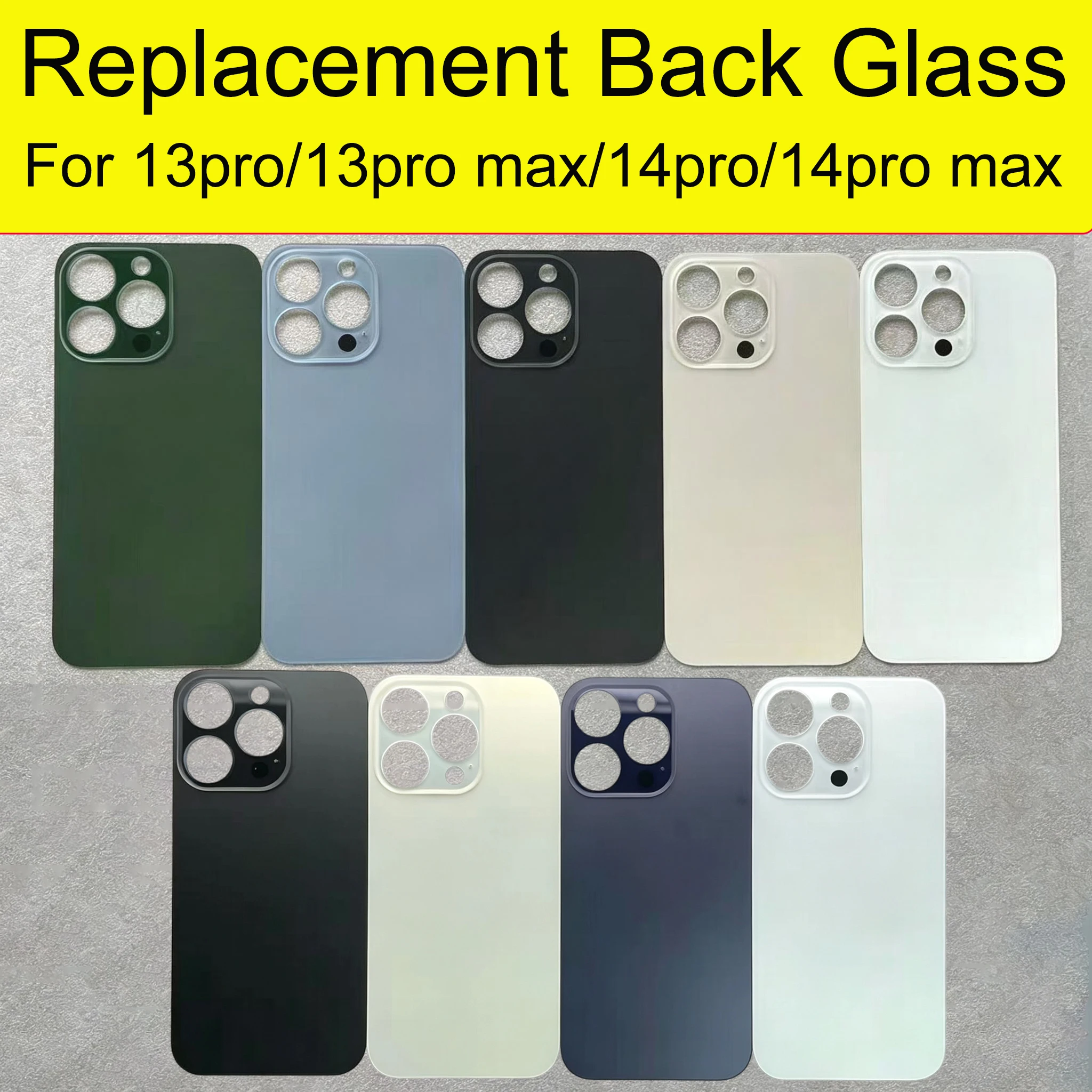1 Pc Replacement Back Glass Panel For iPhone 13Pro/13ProMax/14Pro/14ProMax, Rear Battery Door Glass For Broken Back Cover Repair