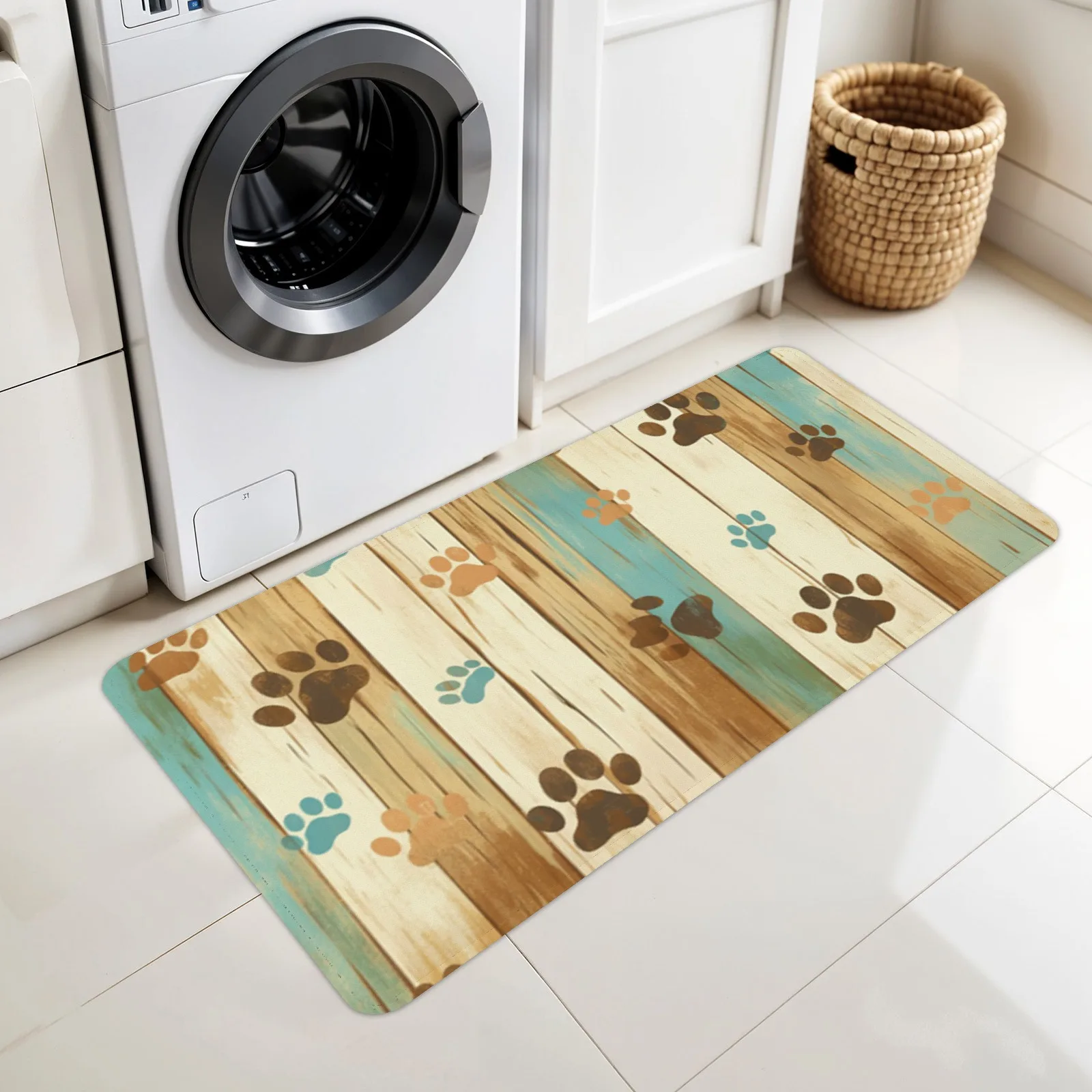 

1PC Paw Prints Kitchen Rug Non-Slip Door Mats Pop design Bathroom Rug Bath Mat Carpet for Home Sink Laundry Decor