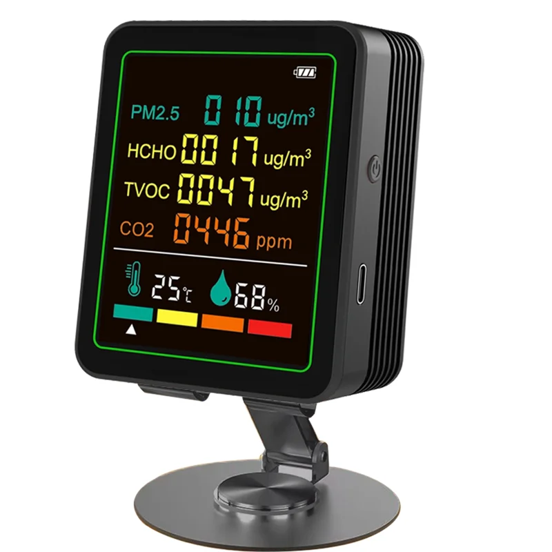 FORW-6In1 numérique moniteur de qualité de l'air détecteur formaldéhyde TVOC PM2.5/CO2 mètre température humidité testeur