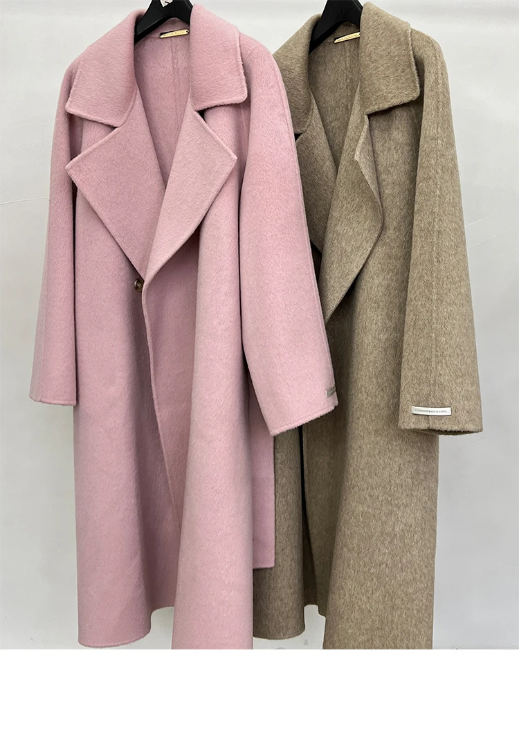 Korean Winter Handmade Wool Blend Coat for Women Jacket Double-Sided Cashmere Coat Loose Causal Coats and Jackets Women