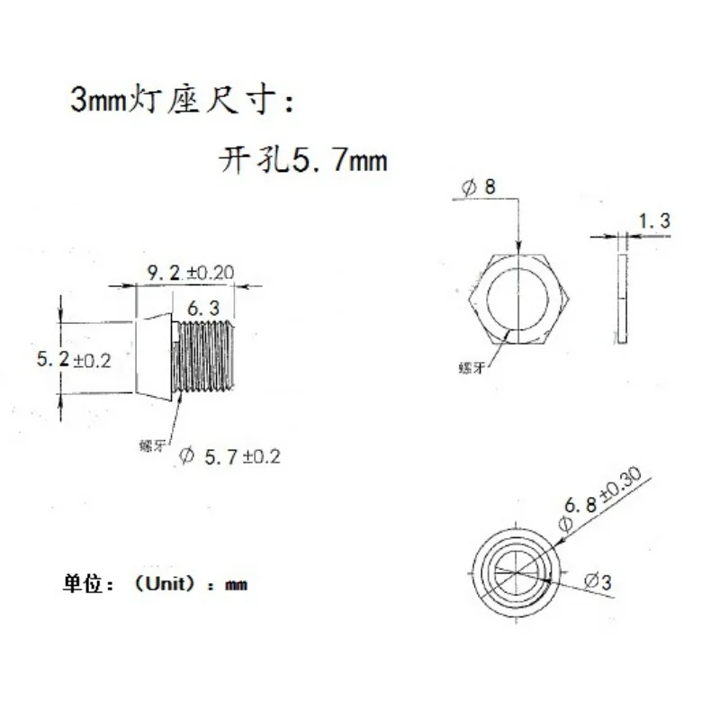 LED金属インジケーターライト,防水信号ランプ,ワイヤー接続,真ちゅう,ニッケル,メッキ,緑,赤,青,12 v,220v,6mm, 10個