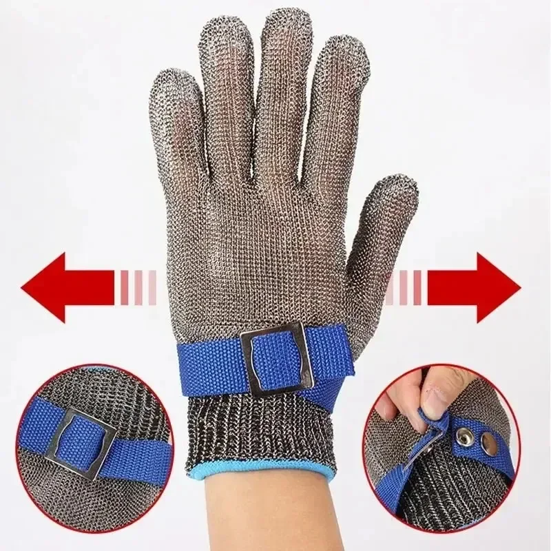 Gants anti-coupure en acier inoxydable, protection des mains, maille métallique pour la viande, couteau métallique de boucher, couteau verde