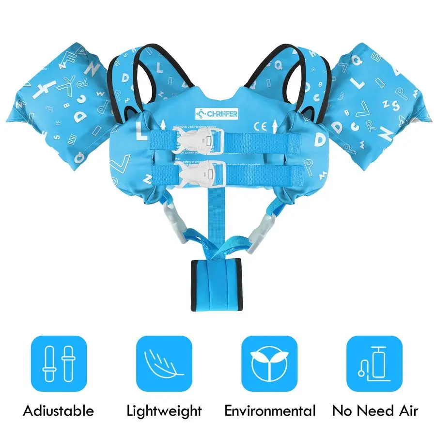 Kamizelka ratunkowa dla dzieci do 138 kg, dla chłopców i dziewcząt, pływaki dla maluchów z szelkami na ramiona i rękawami dla dzieci w wieku 2, 3, 4, 5, 6, 7 lat