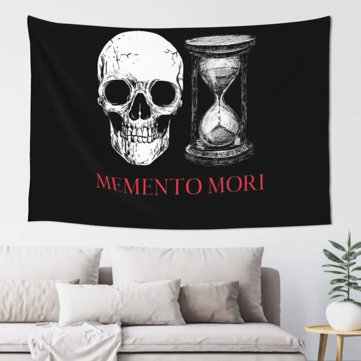 Memento Mori Skull and Timer Tapestry Wall Decor Hanging Room Decor For Girls Tapestry