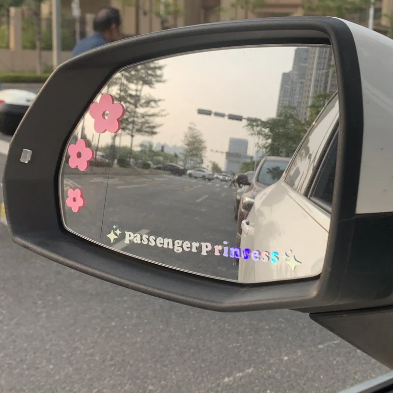 1/2pcs Mirror Decoration Sticker Passenger Princess Star Mirror Decal Sticker Rearview Mirror Car Vinyl Decoration Car Decal