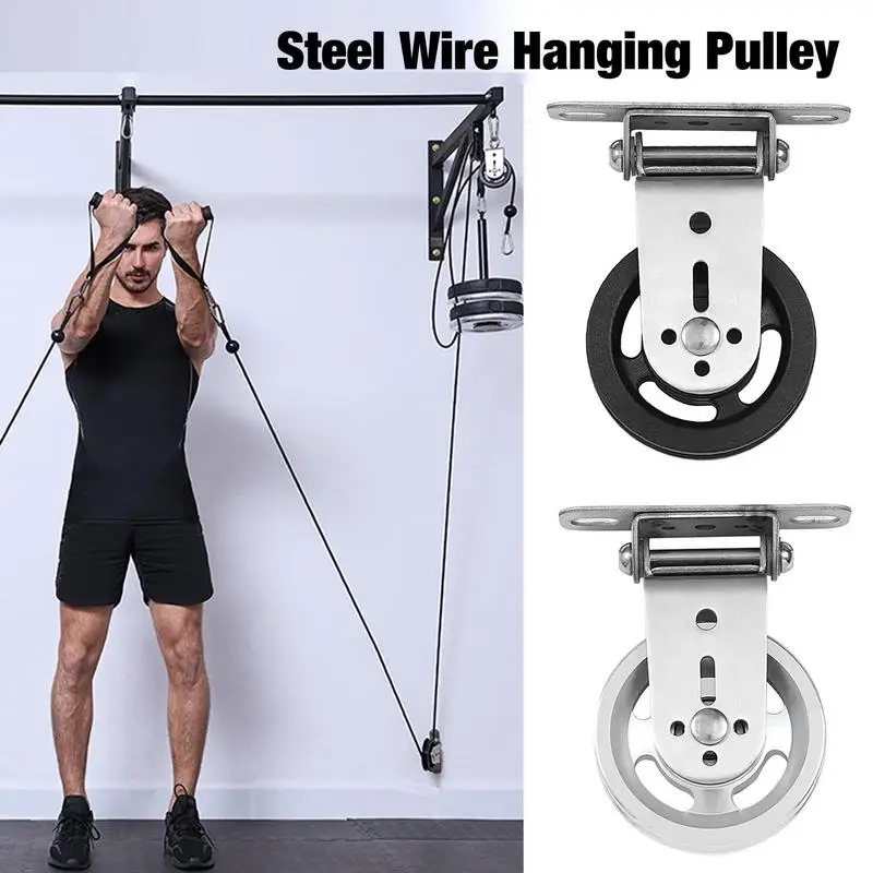 

Wall-mounted Stainless Steel Mute Swivel Bearing Wheel Gym Home Rotating Silent Pulley DIY Lift Cable System Attachments