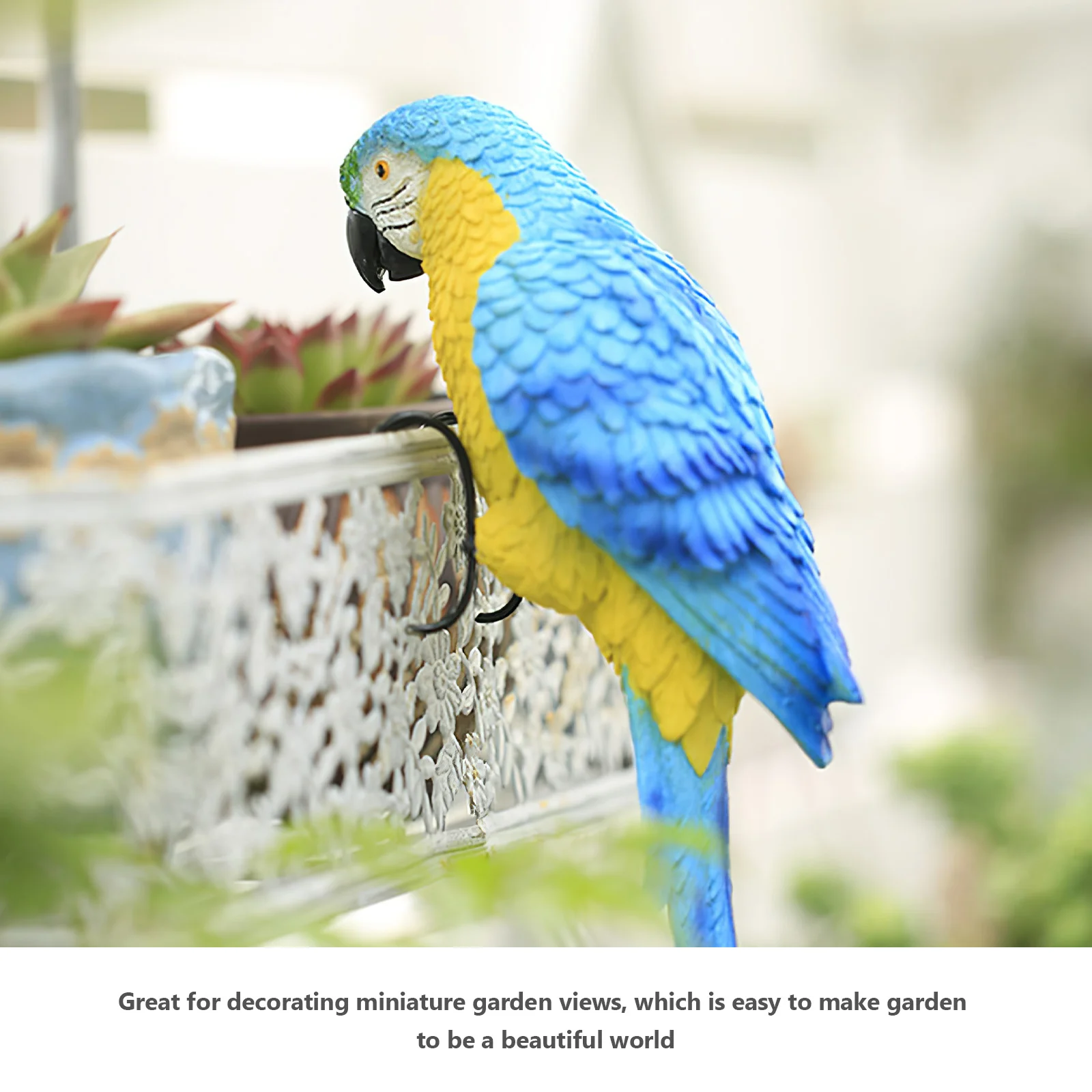 

Colorful Resin Artificial Parrot Garden Decor Lifelike Bird Statue for Outdoor Plant Pot Party Scene Decoration
