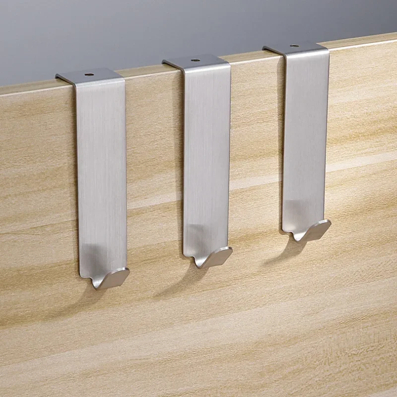 1pcs No Drill Stainless Steel Behind Door Hooks Cabinet Bedroom Door Hooks Clothes Hooks Upper Hanger