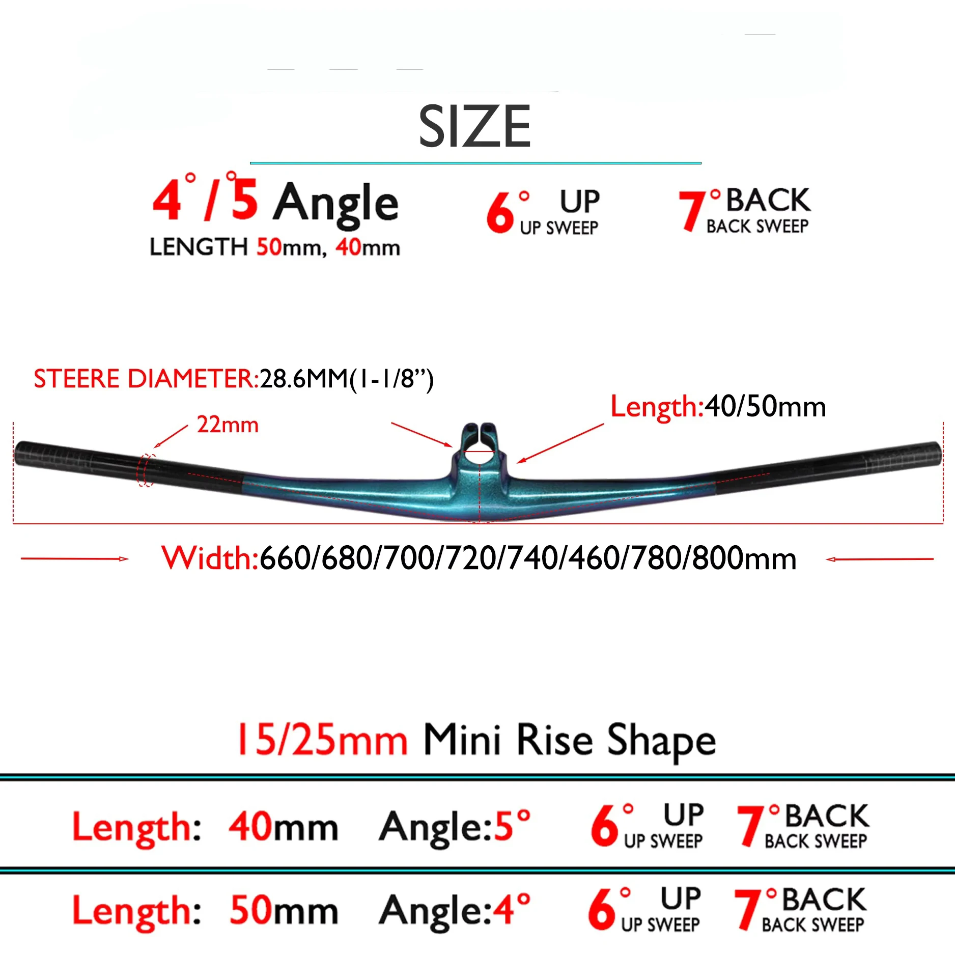 Hixon IC SL MTB Handlebar Carbon Integrated Cockpit Gradient Color 4°or 5° Rise (15/25mm) Compatible with Sparks Frame