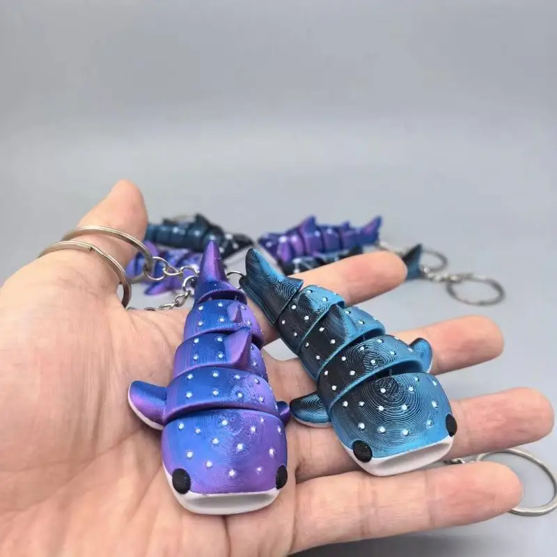 3D-Gedruckter Galaxie-Farbverlauf Meerestier-Schlüsselanhänger Beweglicher Hai-Anhänger für Autoschlüssel-Zubehör – Detail 3