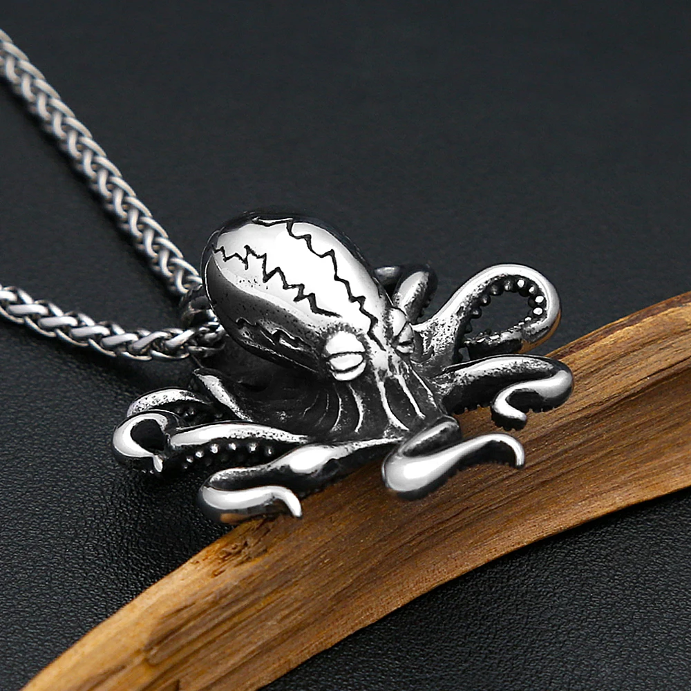 Vintage Octopus Tentacle Pendant Necklace Stainless Steel Punk Biker Necklaces For Men Women Animal Jewelry Gifts Dropshipping
