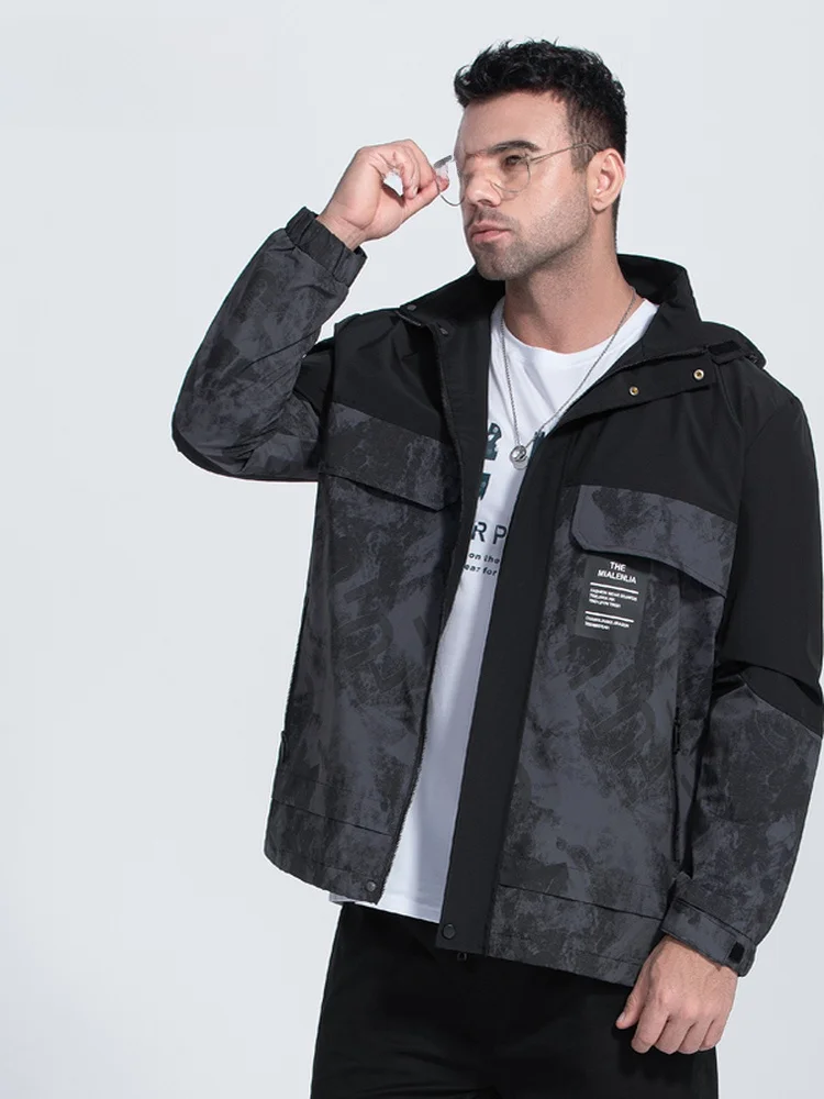 

plus Size Men's Jaet Casual Sle Waterproof Polyester Fiber Long Sve Zipper Closure Loose Fit Versatile Big And Tall Men