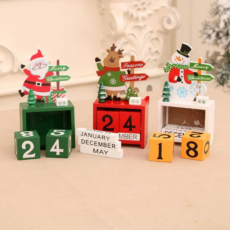 Wooden Christmas Calendar Ornaments, Boxed Christmas Gifts, Window Display Tabletop Ornaments