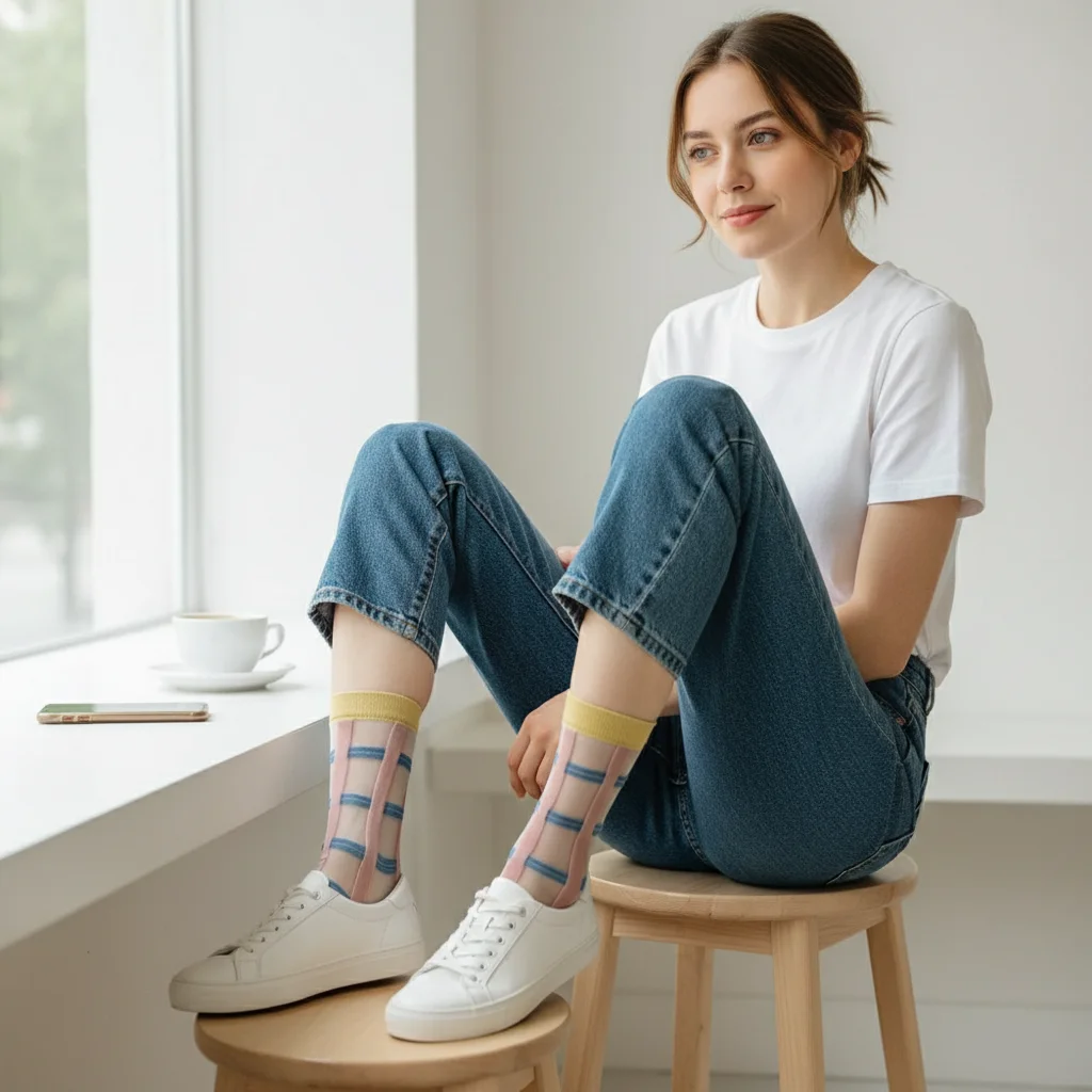 

Cute Ultra Thin Women's Socks Lace Summer Transparent Socks Trendy Breathable Silk Socks