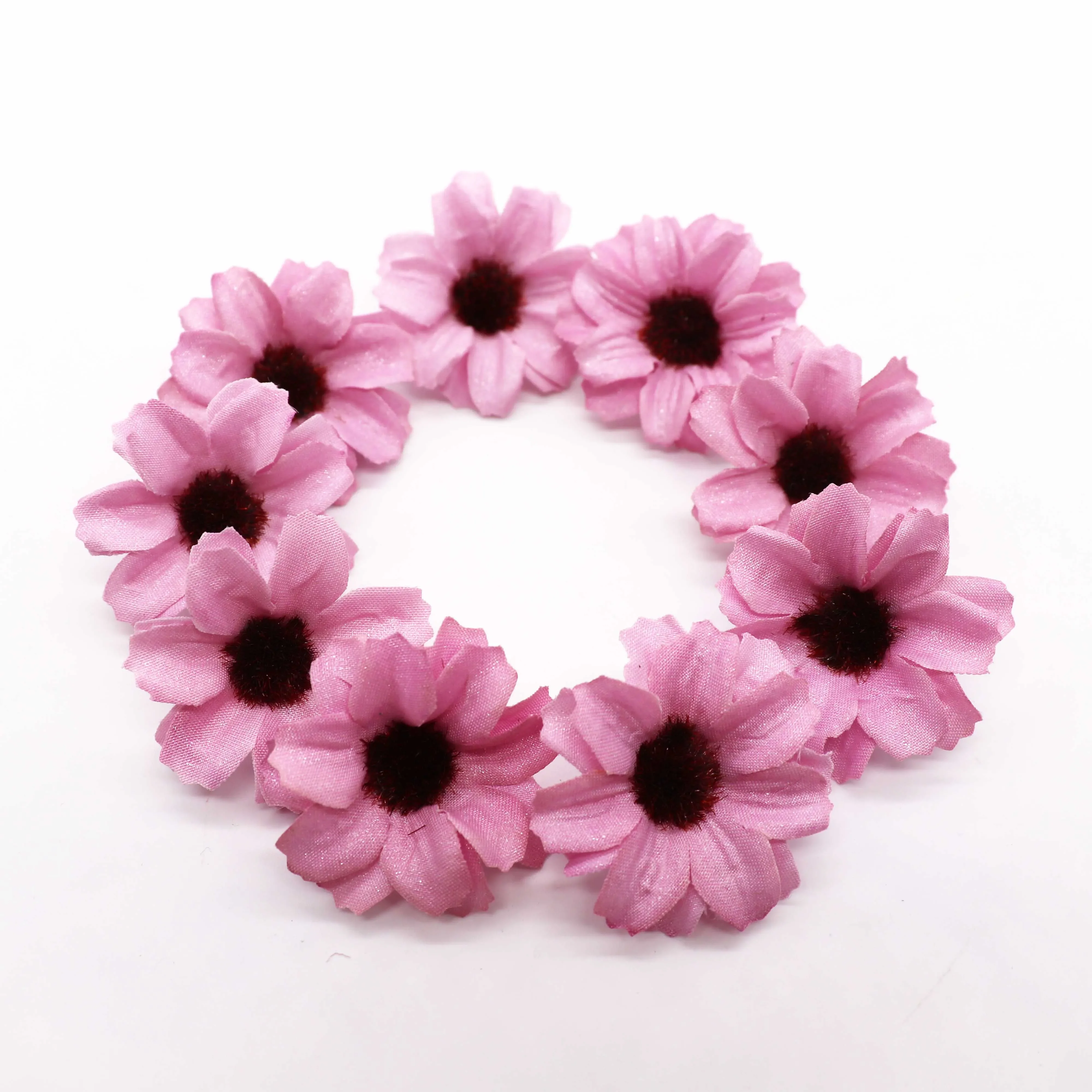50Pcs 4cm Multicolor Daisy Flower Heads Mini Silk Artificial Flowers for Wreath Scrapbooking Home Wedding Decoration