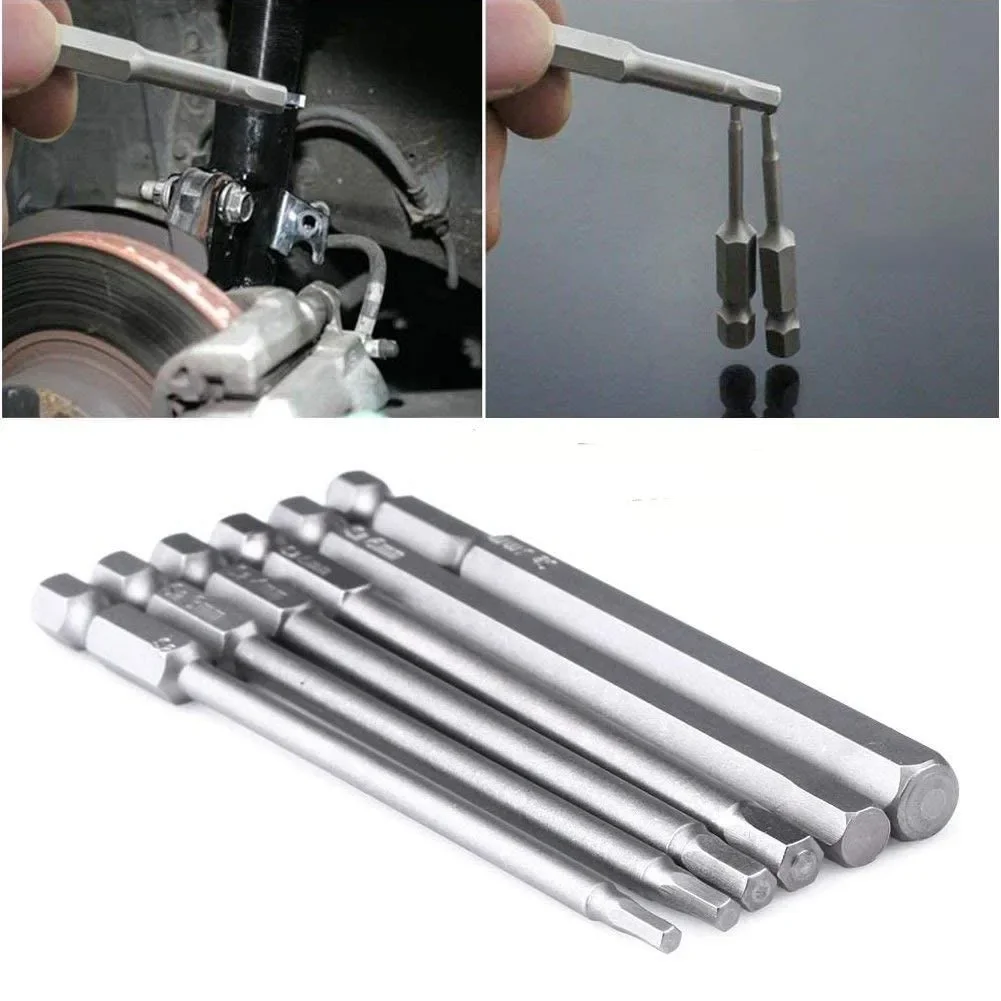 

New 6PCS 100mm Magnetic Screwdriver Bit Hexagon Head Tool Bit With 1/4" Hex Shank Multifunctional Screwdriver Tip Tool