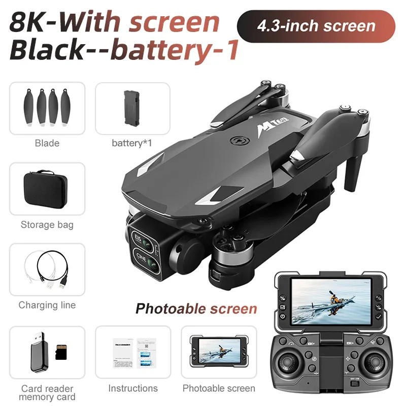 Lenovo M10 Rc 4K Drone 8K Profesional HD Dual Camera Met Scherm FPV WIFI Borstelloze Motor Obstakel vermijden Quadcopter Speelgoed