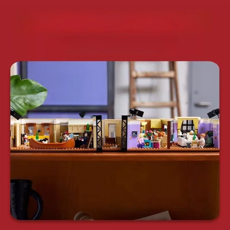 نموذج مجمع من قطع البناء التعليمية للأطفال على شكل شقة مونيكا وراشيل من مسلسل فريندز، هدايا للأولاد والبنات