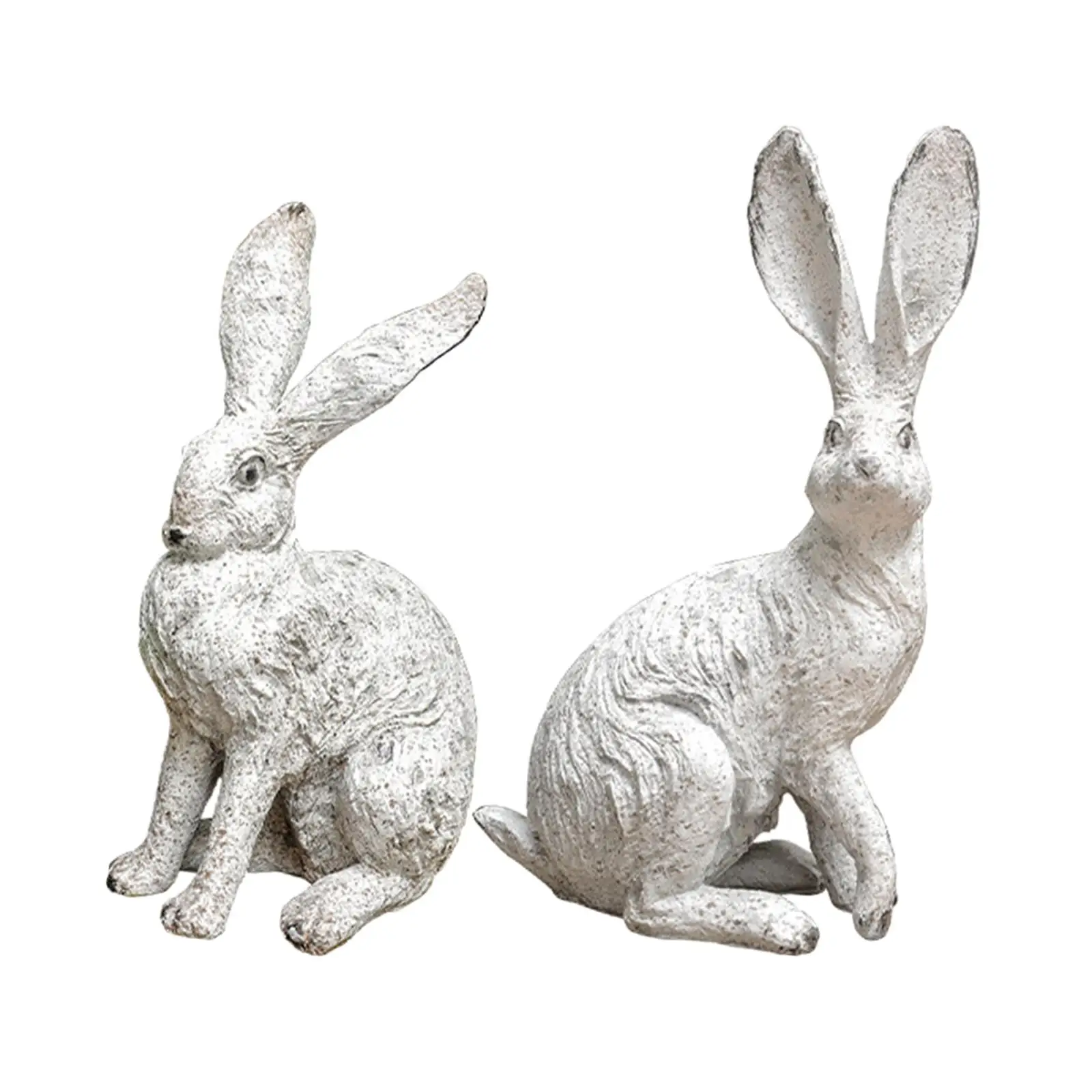 2Pcs Garden Statues Rabbit Statues Home Decor Rabbit Sculptures Resin Statues for Bedroom Indoors Courtyard Bookshelf Office