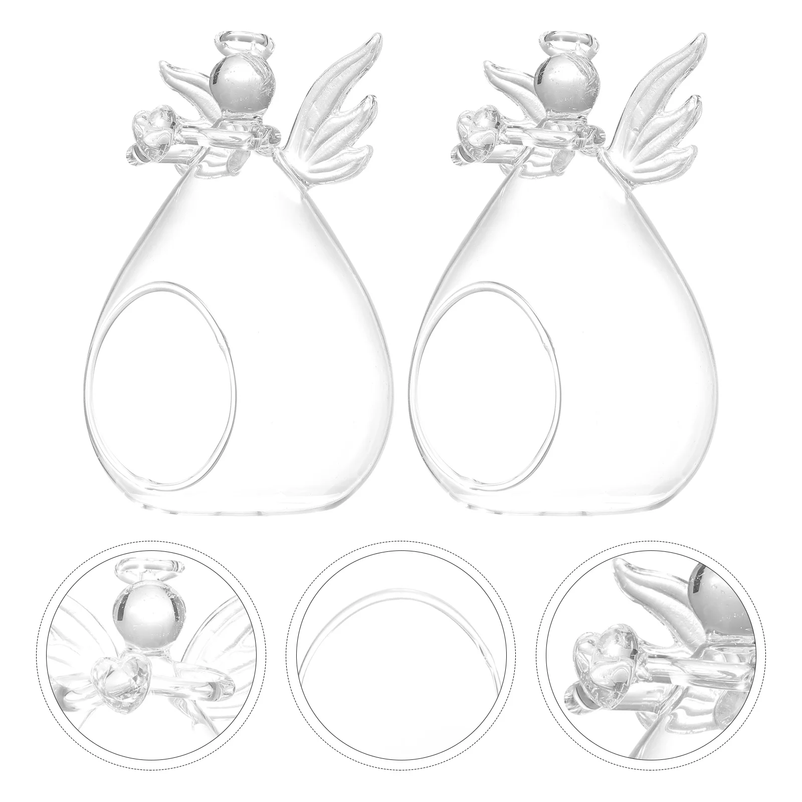 

2Pcs High-Quality Glass Angel Vase Creative Home Flower Decoration Smooth Touch Flower Vase Angel Design Glass Vases