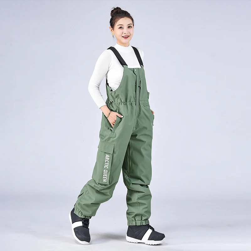 

Ski strap pants for men and women Loose fitting Winter Outdoor Windproof Single Board Ski Pants Jumpsuit snow pants for warmth