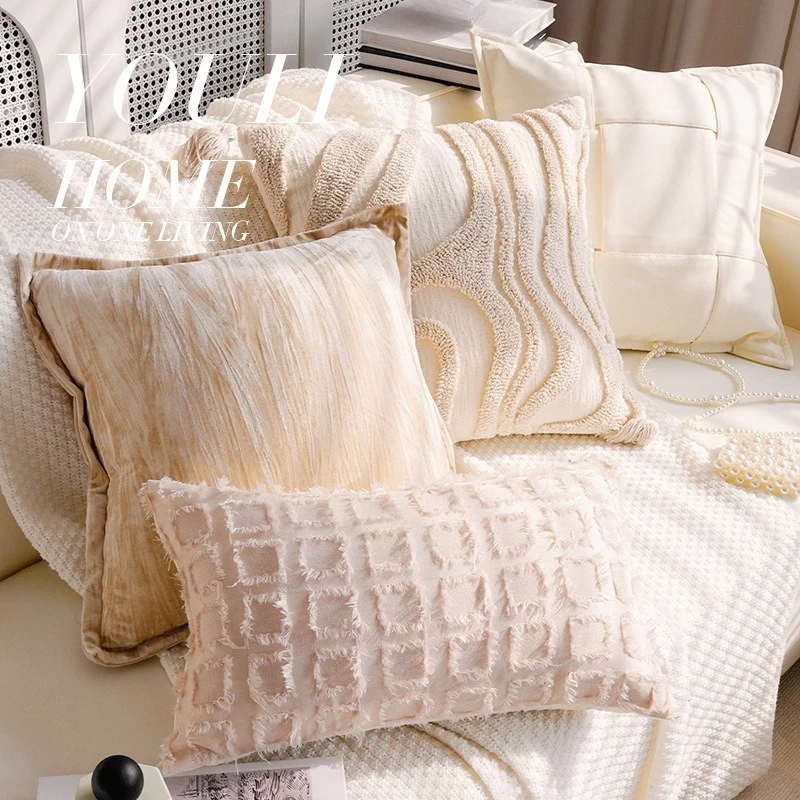30x50/45X45CM Khaki Retro Throw Pillow Cover French Light Luxury Stamping Waist Cushion Cover Decor Home Decorative Pillowcase