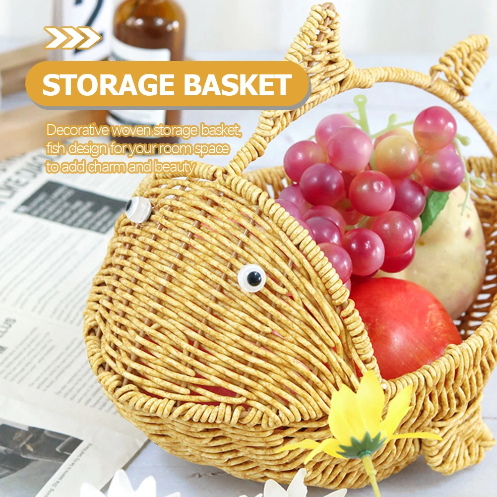 

Creative Woven Cartoon Fish Snacks PP PE Simple Natural Aesthetic Easy to Move Carry Flat Stable Base Suitable for Bread