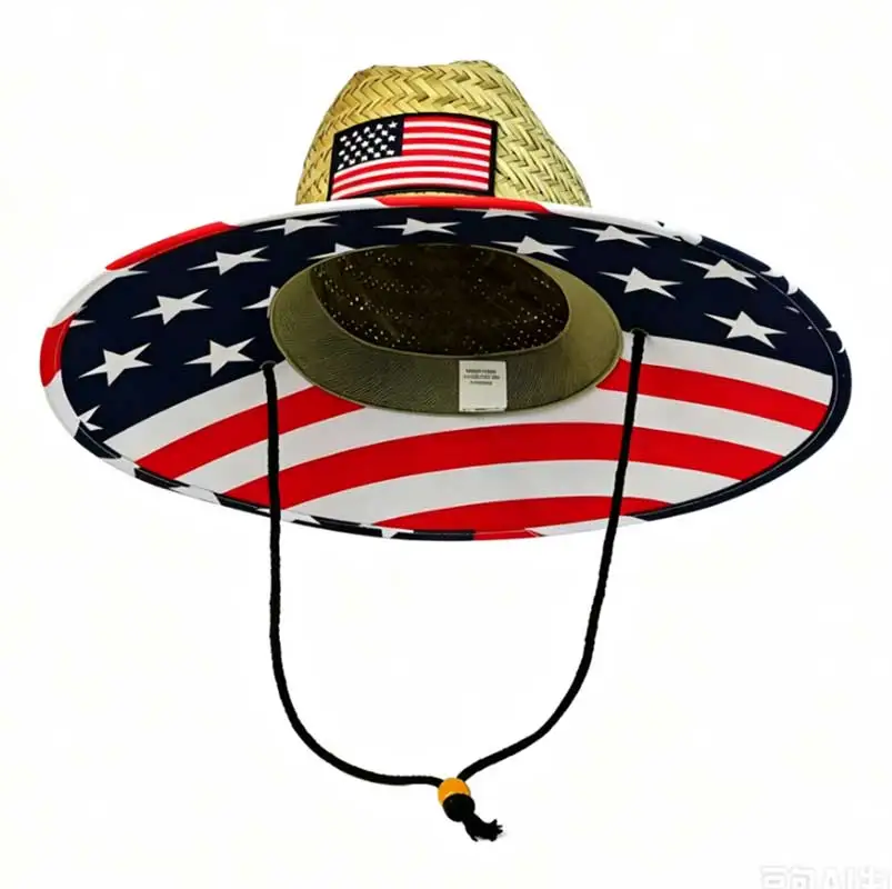 American Straw Cowboy Hat Wide Brim Western Sun Beach Hat Breathable Fishing Beach Outdoor sun hat  chapeau femme