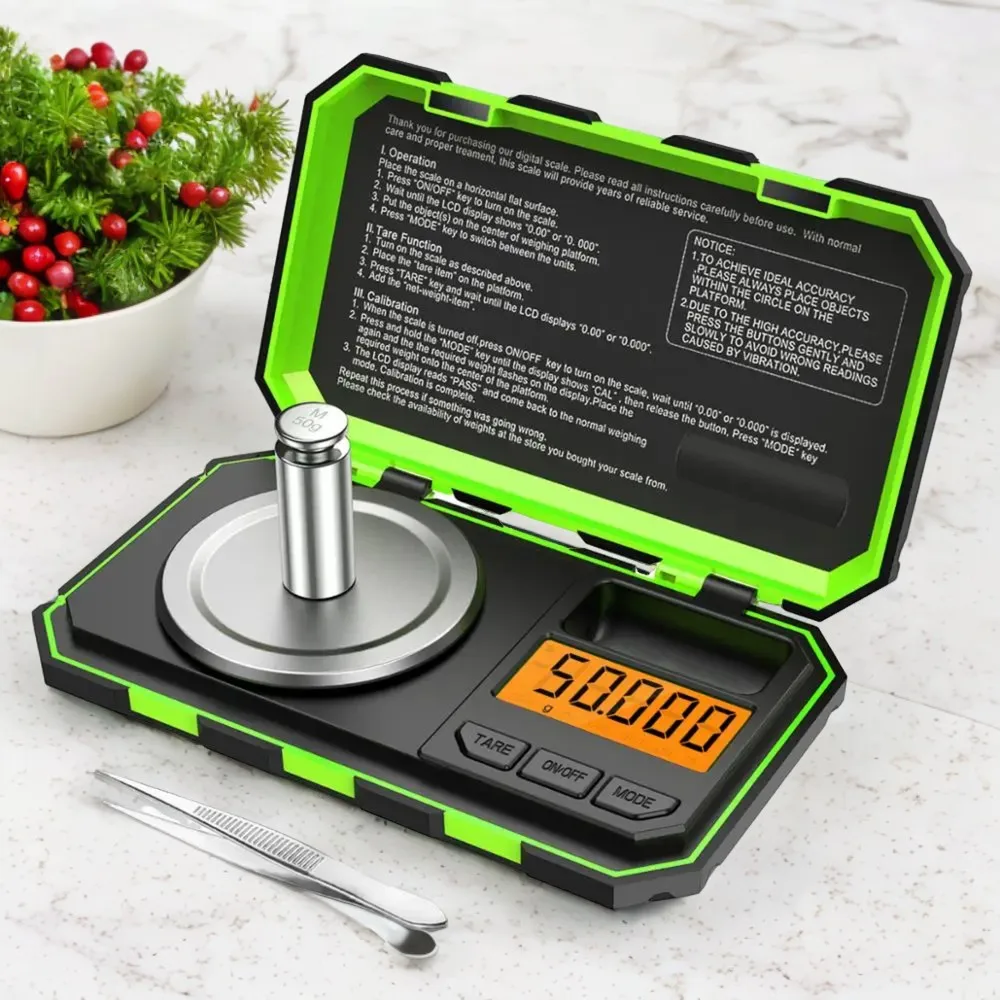 Portable 50g Mini Digital Milligram Jewelry Scale with Calibration Weight for Kitchen and Baking - Accurate to 0.001g