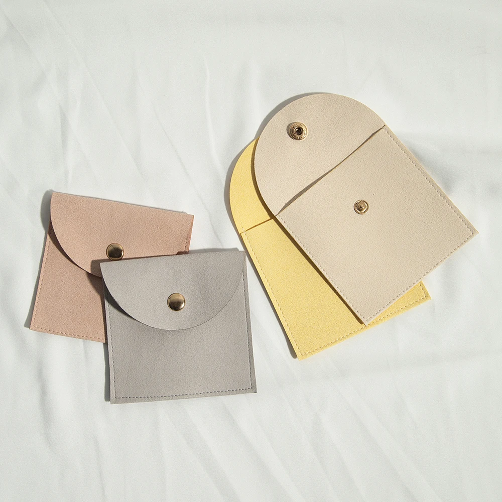 

10pcs Suede Earring Jewelry Pouch with Snap Button Ring Pendant Storage Microfiber Sack Wedding Birthday Gift Dust Velvet Bag