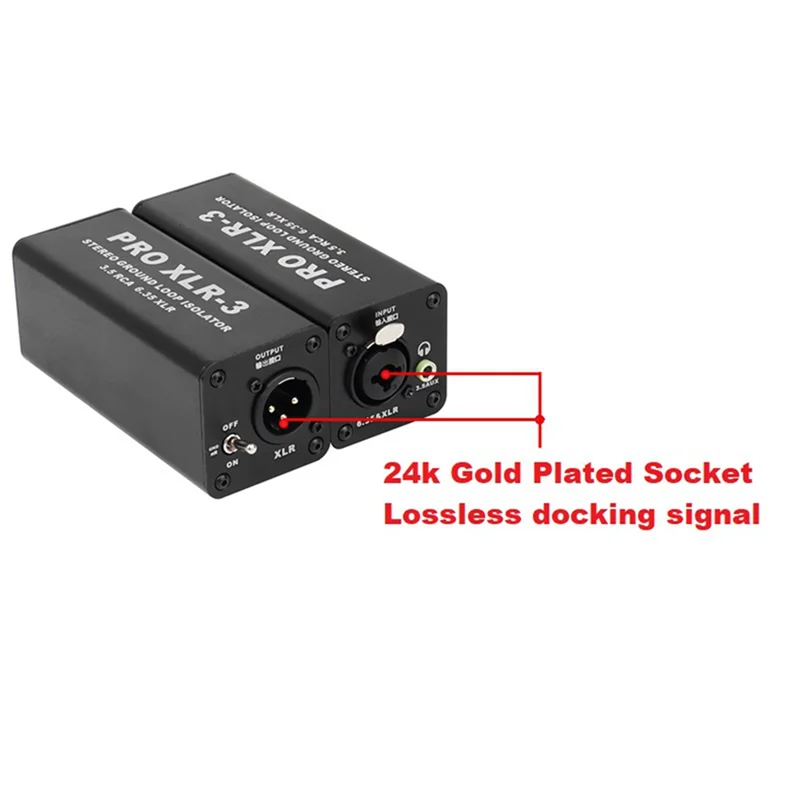 PRO XLR-3 Professional Stereo Ground Loop Isolator 3.5 RCA 6.35 XLR Audio Noise Filter Noise Suppressor Isolator For PC Durable
