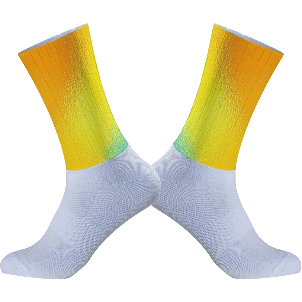 Anti Slip Silicone Summer Aero Socks Cycling Socks Men Bicycle Sport Running Bike Socks Calcetines Ciclismo 2024 New