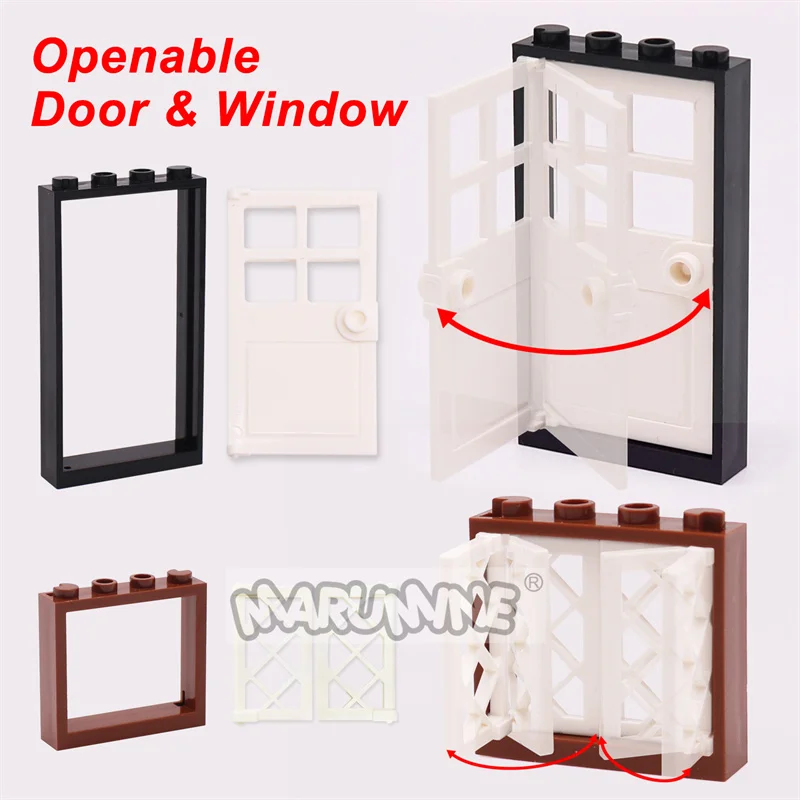 32 قطعة نافذة الباب سياج MOC اللبنات منزل المدينة لتقوم بها بنفسك أجزاء مجموعة عرض الشارع الطوب اكسسوارات 60607 60594 60596 60623 3185 #2