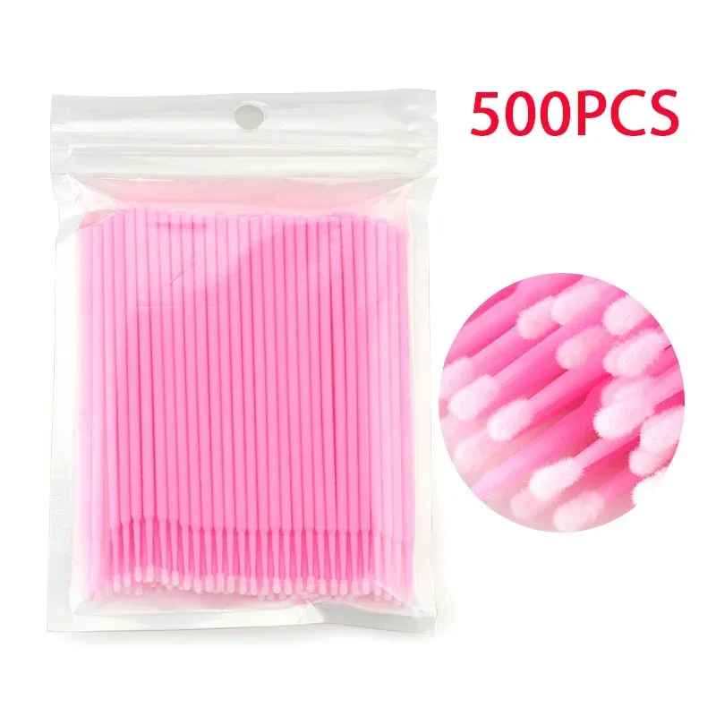 500/1000PCS Wimperborstels Wattenstaafje Micro Individuele Wimpers Microbrush Verwijderen Schoonmaken Lash Extensions Meubi