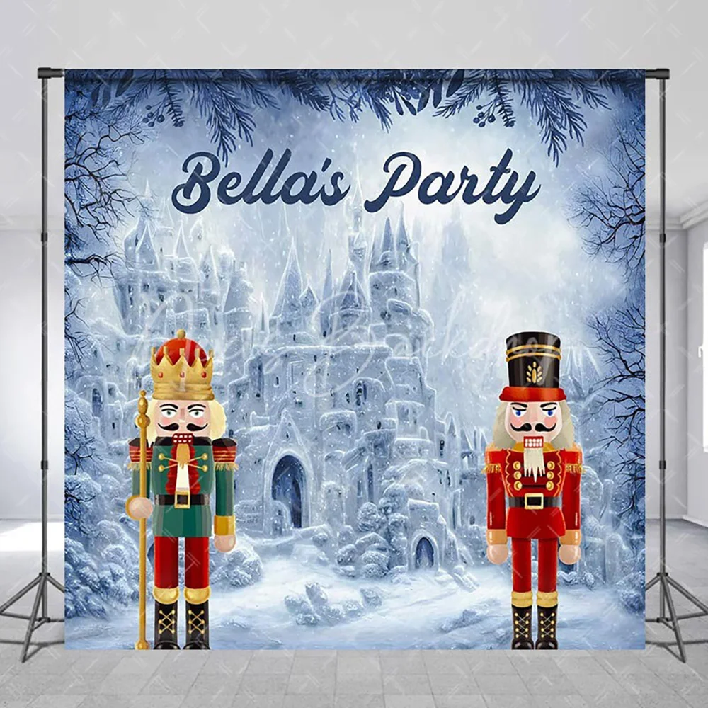 

Custom Name Nutcracker Ice Castle Birthday Backdrop for Girl, Winter Ballet Photography Background Party Wall Decoration
