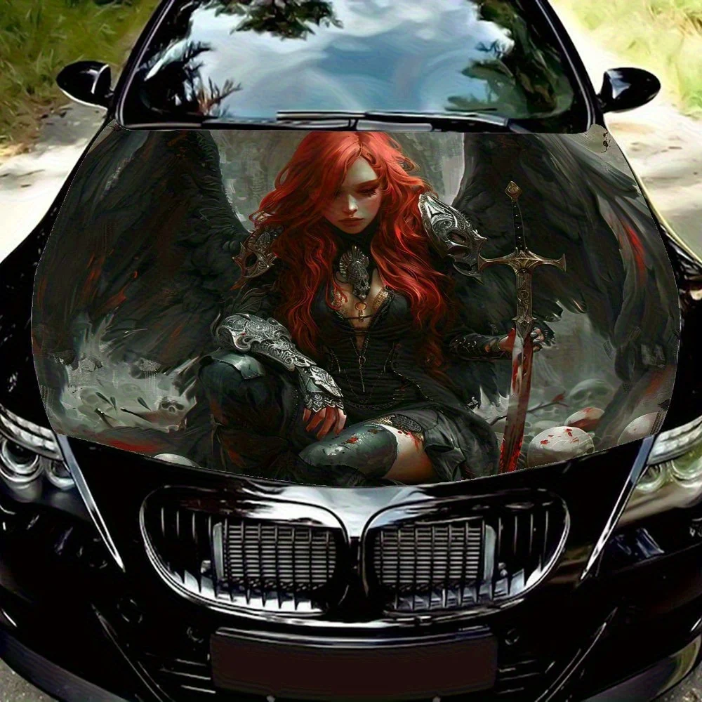 

Обертка на капот автомобиля Red Hair & Black Feather Dark Angel — материал ПВХ, подарок для любителей автомобилей, подходит для грузовиков и автомобилей, индивидуальный автомобиль B