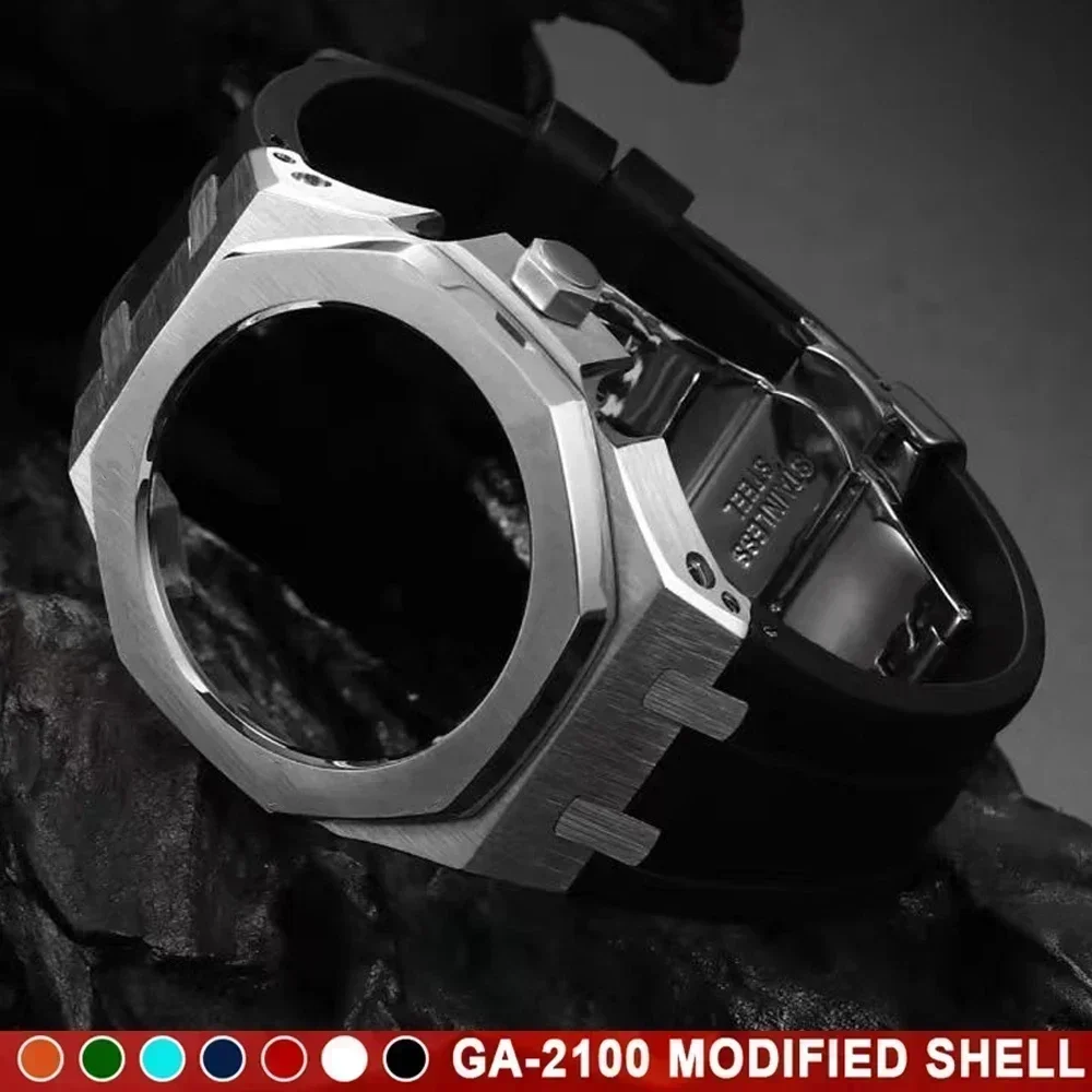 GA2100 Casioak Mod kit 4th Generation Modification Frame Case Bezel For G Shock GA2100 GA2110 Metal Rubber Strap Wholesale