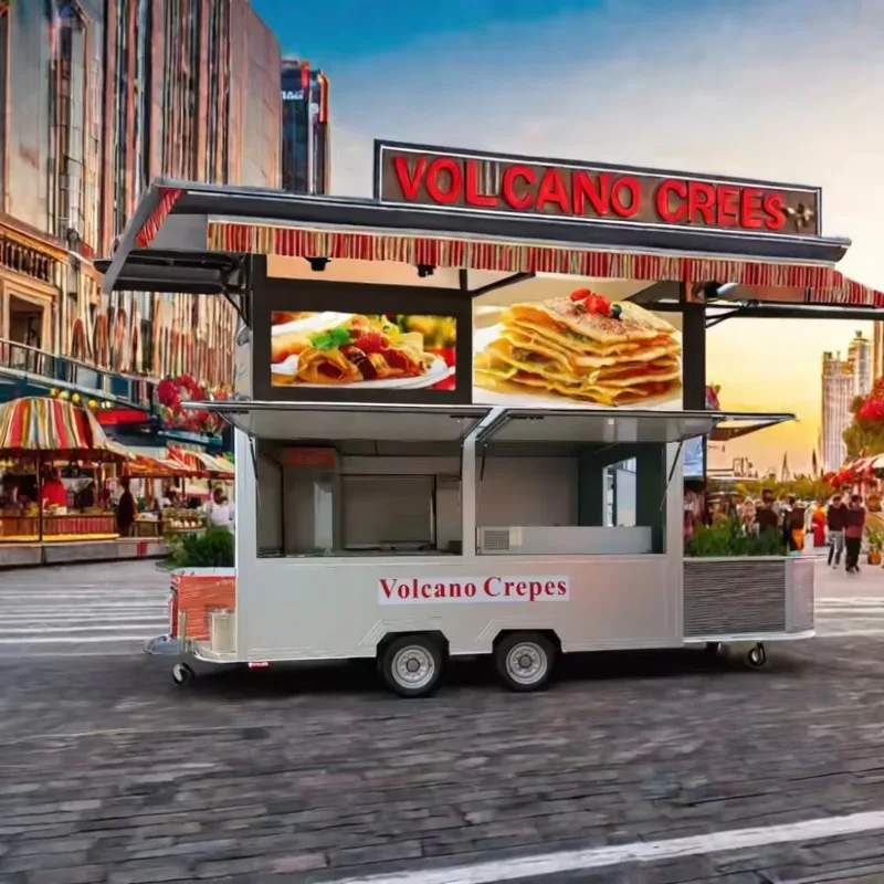 Popular Outdoor Fast Food Crepe Truck with Mobile Kitchen Cooking Equipment
