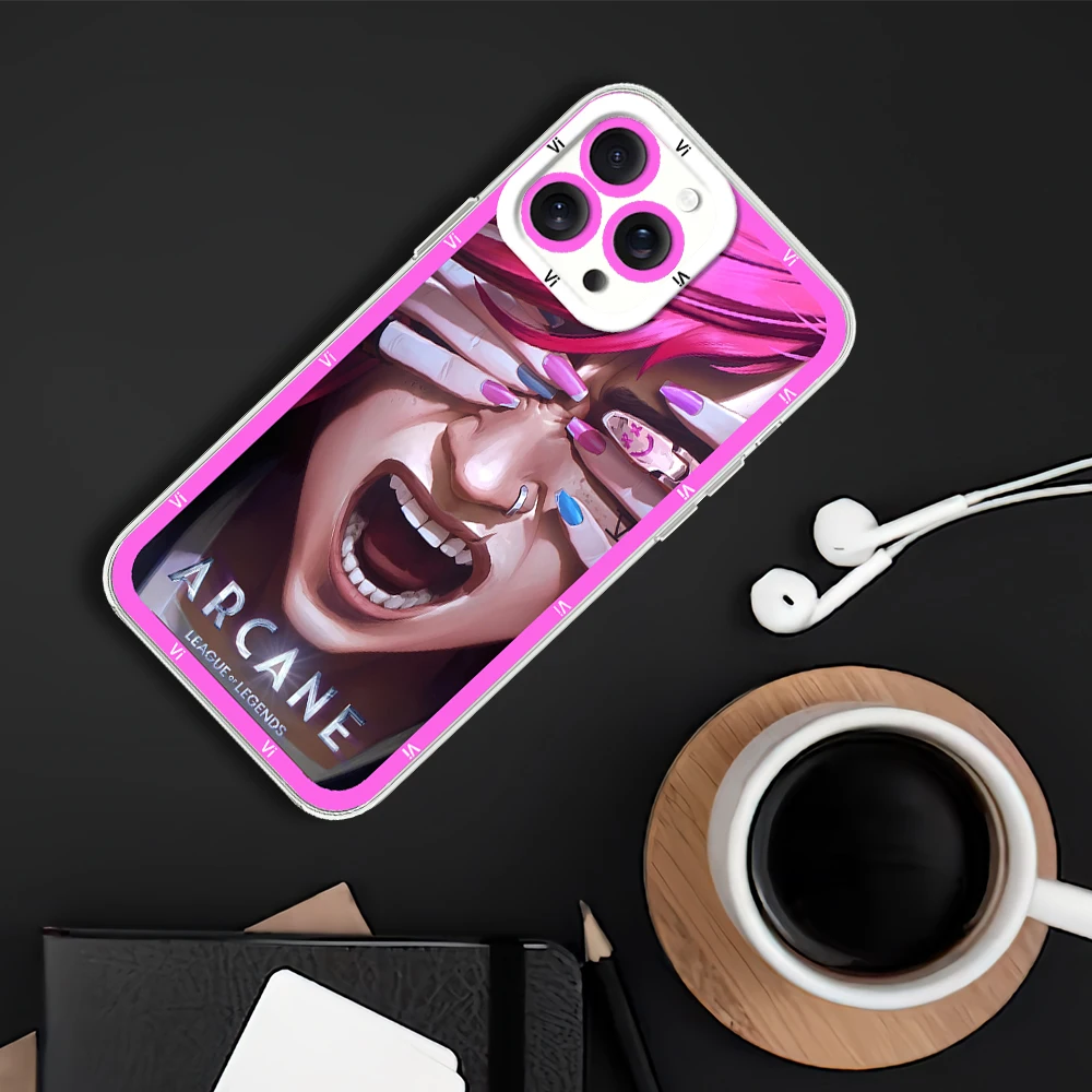 TV A-Arcane 2 J-Jinx Phone Case for Samsung S24 S23 S22 S21 A55 A54 FE PLUS ULTRA Transparent Bezel Cover