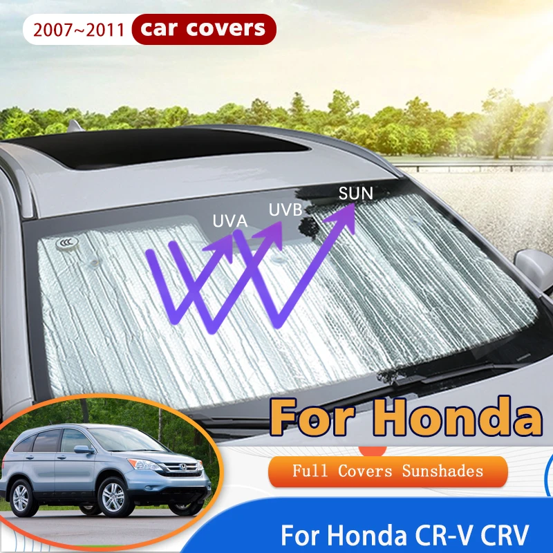 Full Covers Sunshades For Honda CR-V CRV 3rd 2007~2011 2008 2009 Car Accessories Sun Protection Windshields Side Window Visor