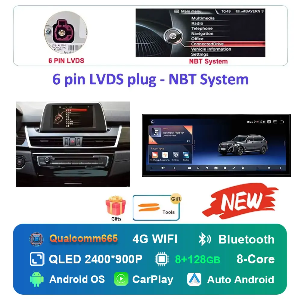 Autoradio Android 16 Multimedia Speler 4G voor BMW 2 Serie F45 F46 2014 - 2018 NBT EVO Systeem Ultradunne ScreenGPS Navigatie