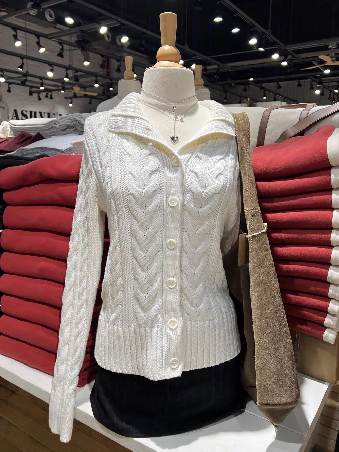 

Twisted Flower White Sweater Cardigan Spring Stand Collar Single Breasted Long Sleeve Sweaters Casual Preppy Style Woman's Coat