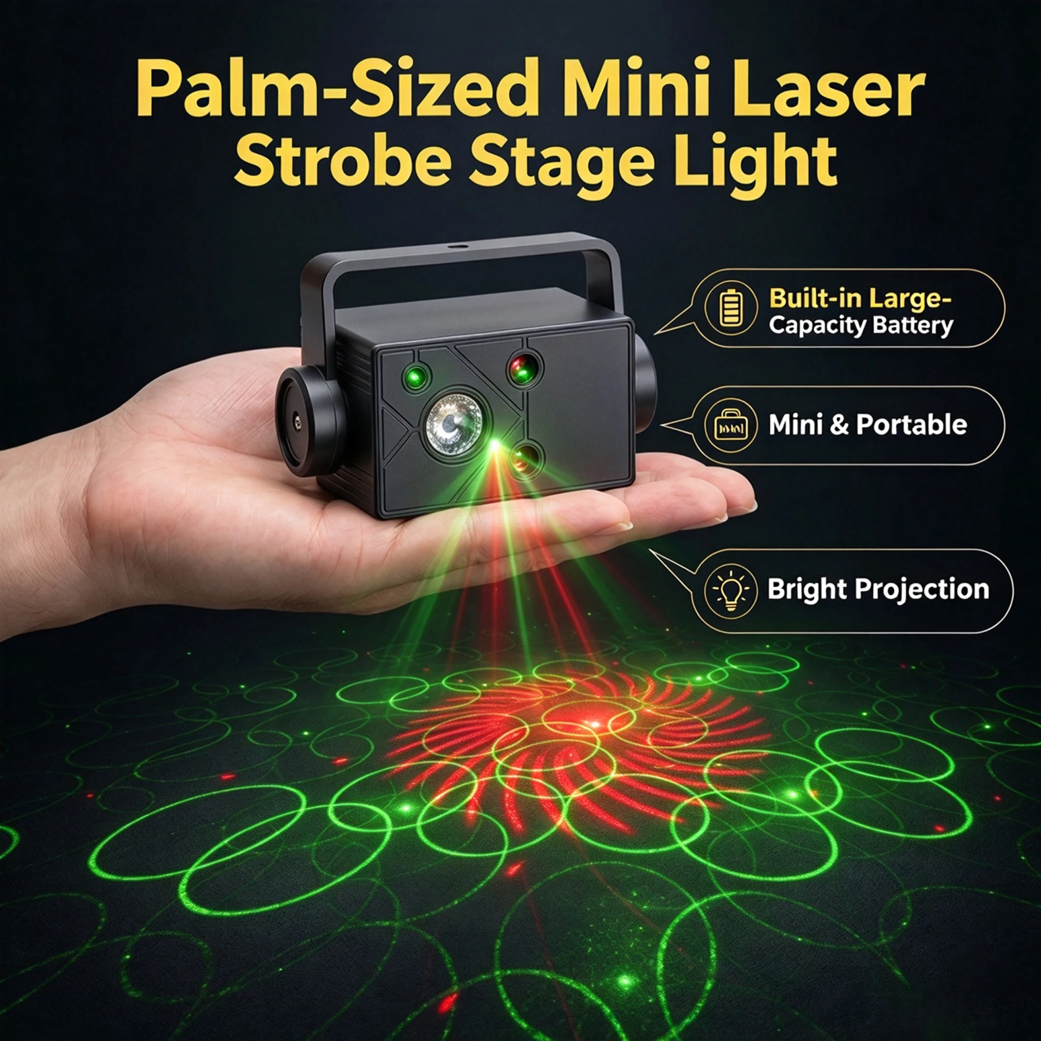 New Mini Party Disco Ball Dj Disco Light Sound Activated LED Stage Strobe Light Ultra-bright Christmas Rave/Karaoke/Dance/Club B
