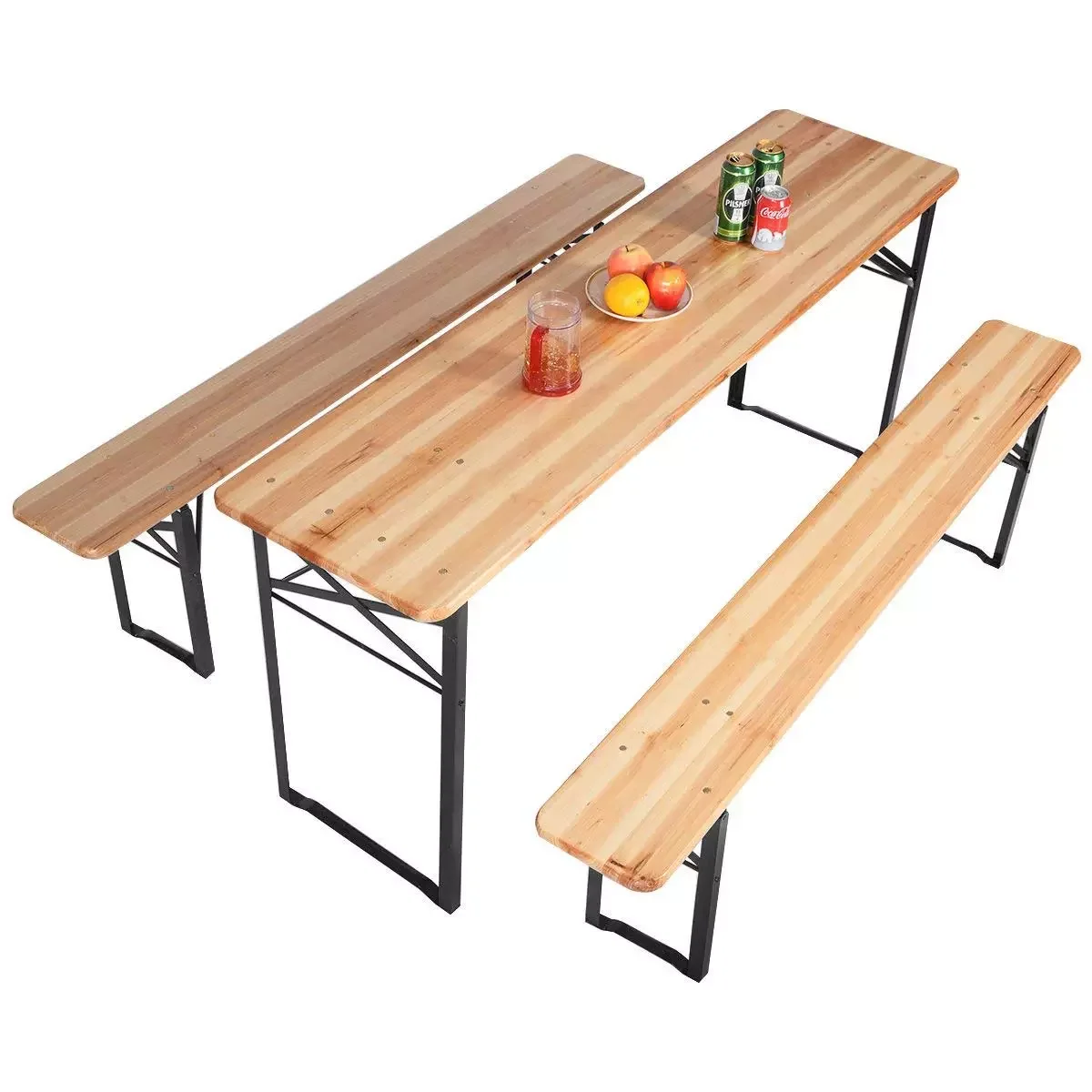 Heavy Duty Folding Patio Wood Picnic Table Bench Set for Garden Backyard Beer Party