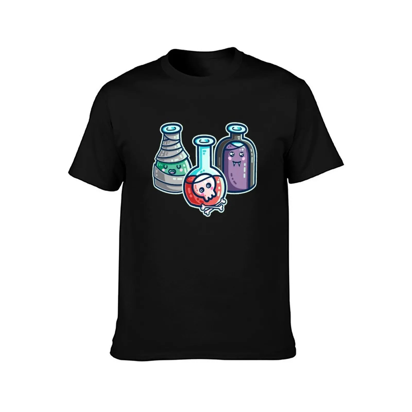 Halloween Costumes Potion Bottles T-Shirt, Summer Casual Cotton Tee, Oversized Streetwear Tops, Vintage Graphic Print