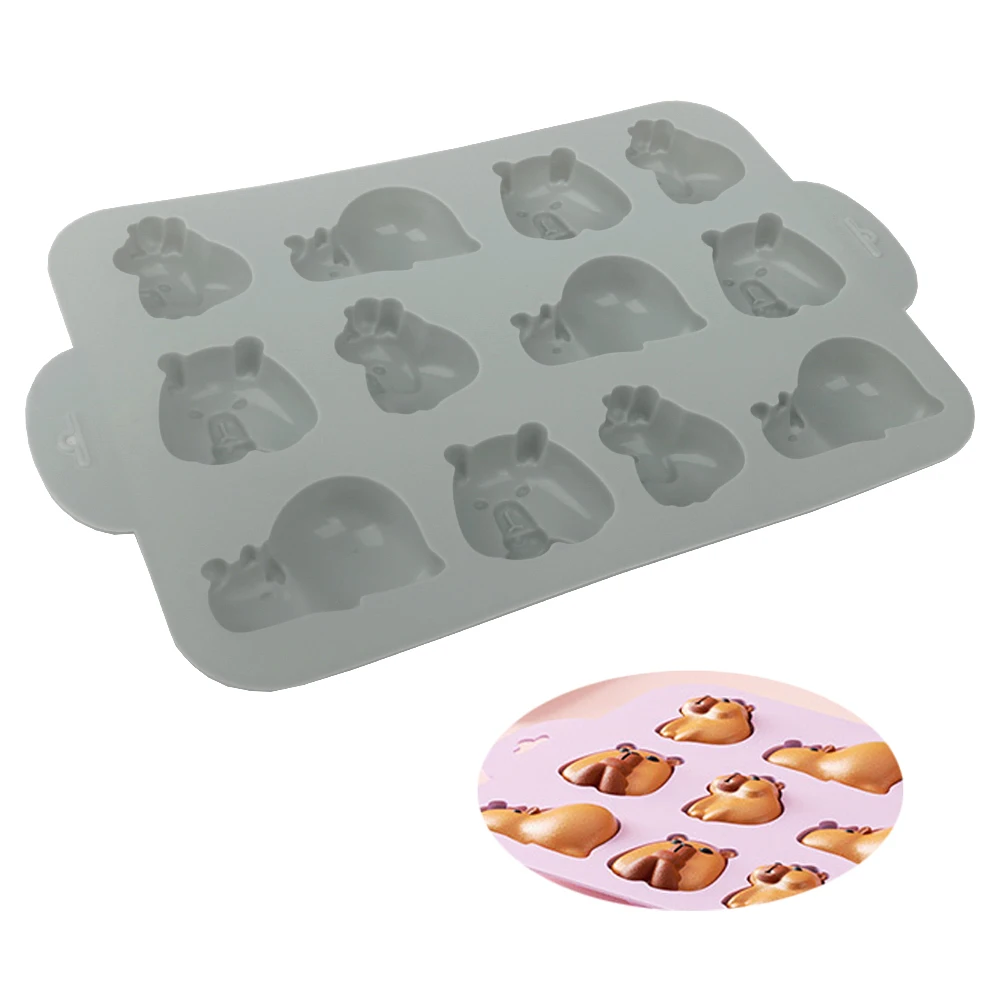 Food Grade 12-Cell Cute Capybara Design Candy Chocolate Molds Biscuit Mold Kitchen Silicone Cake Mold Dessert Baking Tools