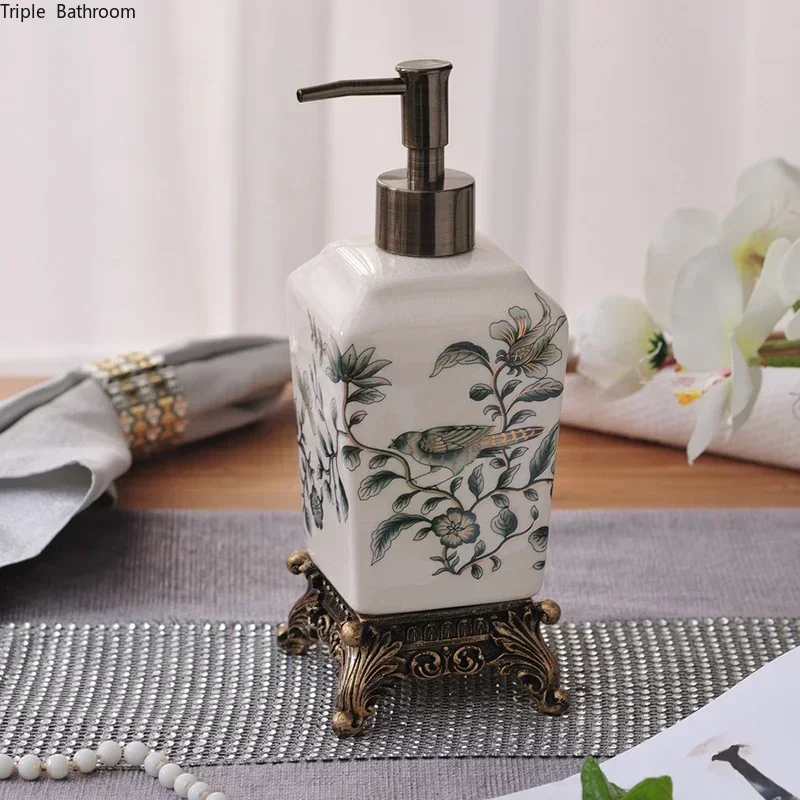 1pc European Ceramic Sanitizer Bottles Home Shampoo Dispenser    Shower Gel Bottles Hand Sanitzer Holder Bathroom Accessories