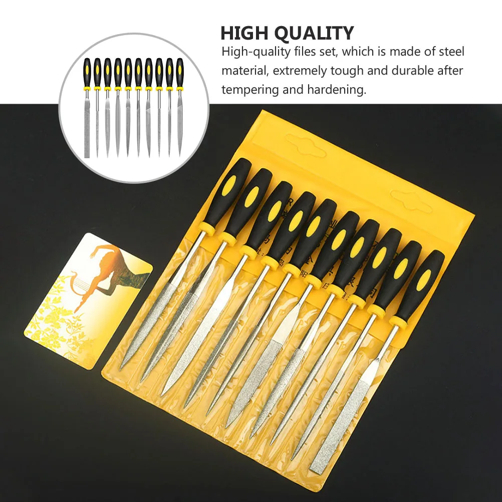 

10 Pcs Diamond File Set Woodworking Tools Carving Steel Files for Square Household Stone Shaping